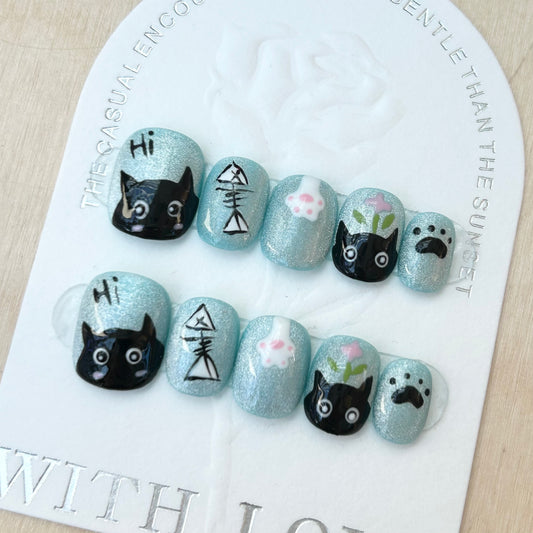 Shimmery turquoise cats